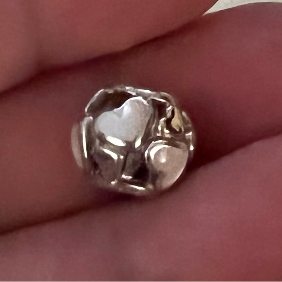 Pandora 14kt gold &silver hearts all around bracelet charm NEW - Picture 5 of 5